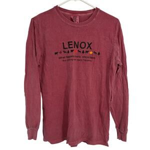 Comfort Colors Red LENOX (Massachusetts) Graphic Tee Long Sleeve Size Small